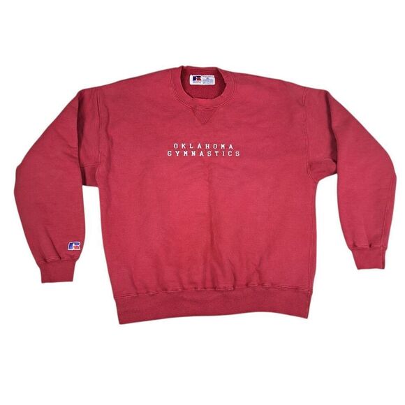 Vintage Oklahoma Sooners Gymnastics Crewneck Pullover Sweater Mens XL Russell - Picture 1 of 9